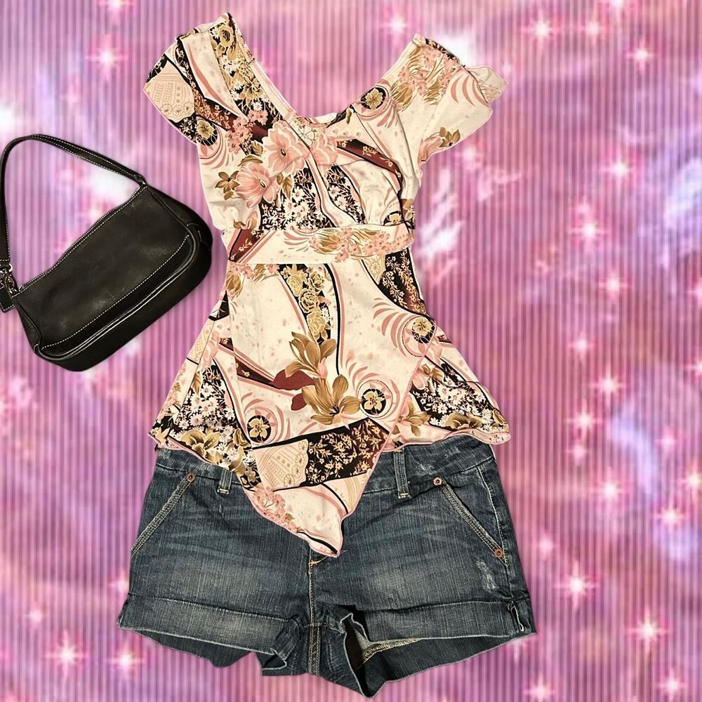 Vintage Y2K floral pink babydoll